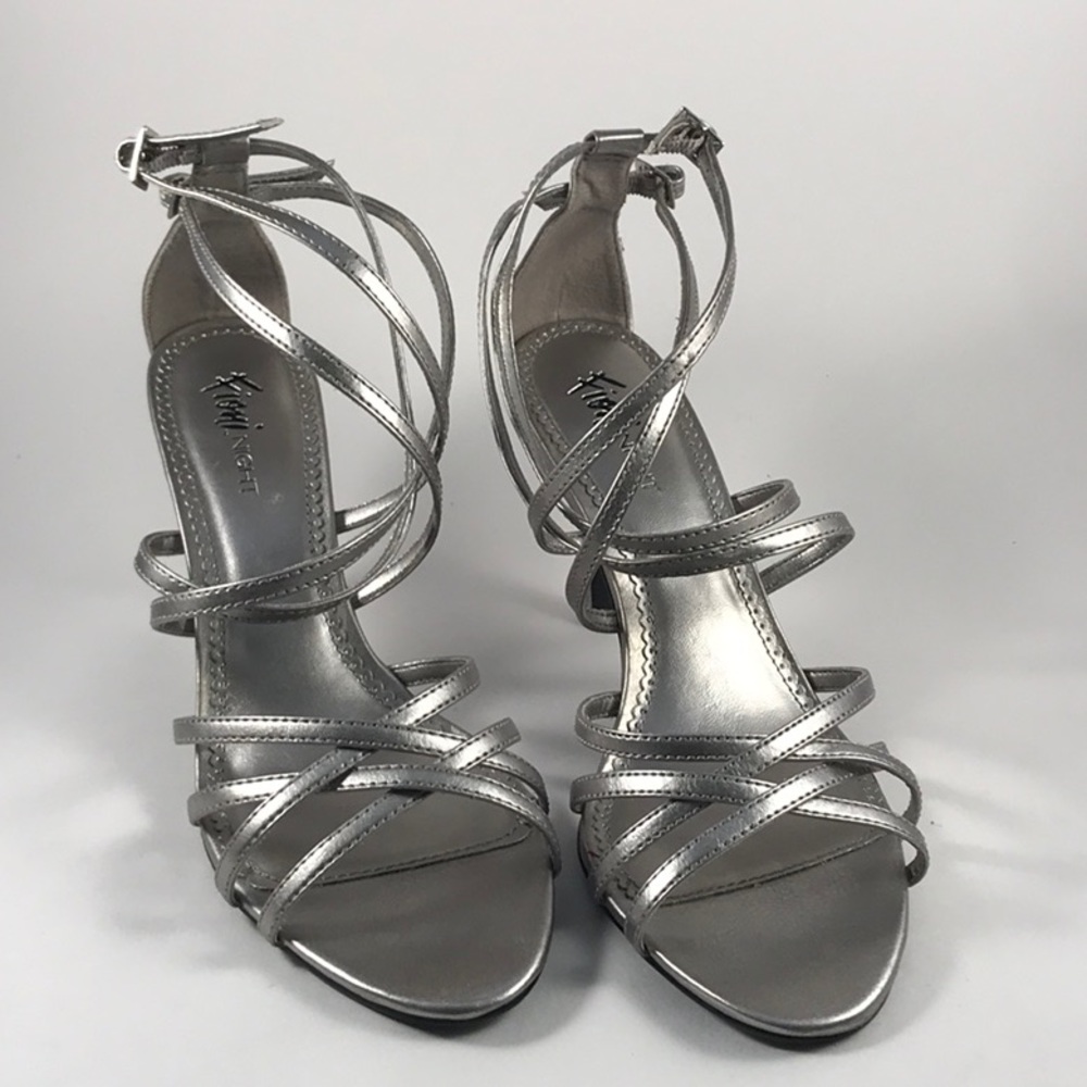 Fioni Night Silver Strappy Heels - Size 8.5
